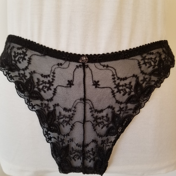 #914BB Authentic 32C Felina Lingerie Black Lace Padded Bra Matching S Thong - Picture 5 of 12